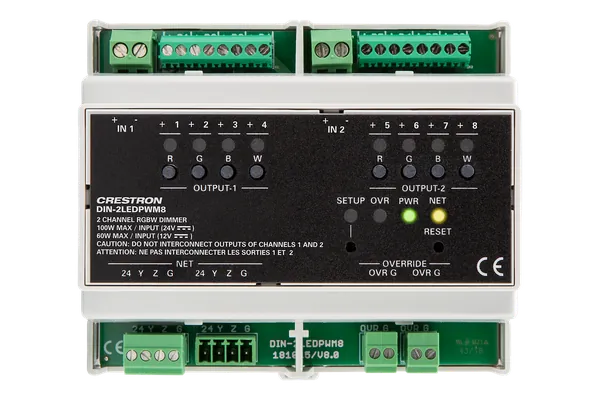 Crestron DIN-2LEDPWM8 2 Channel RGBW LED Dimmer, DIN Rail Mount