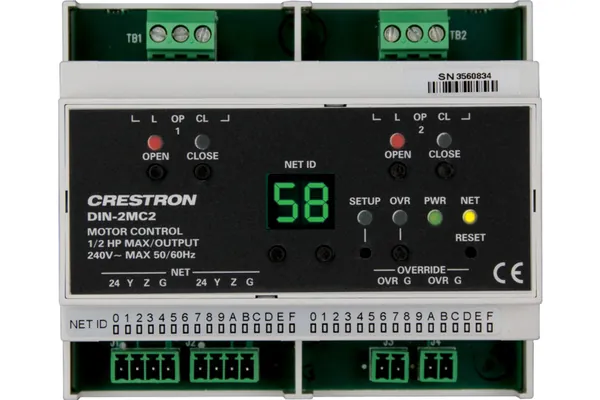 Crestron DIN-2MC2 DIN Rail Motor Control, 2 feeds, 2 channels