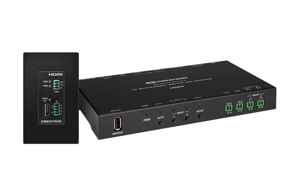Crestron DM-EXT-1021-1G 4K 2x1 DM Essentials Scaling Auto-Switcher and Wall Plate Extender over CATx Cable