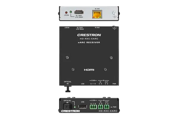 Crestron HD-EARC DM Essentials 4K60 4:4:4 eARC Transmitter/Receiver Kit for HDMI, RS-232, IR, and Optical Audio Signal Extension over CATx Cable