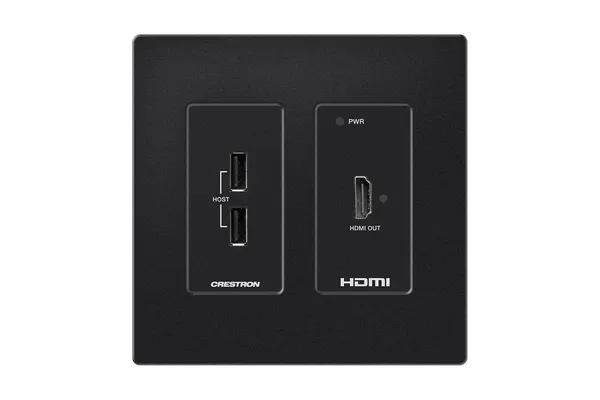 Crestron HD-RXU-4KZ-101-2G DM Essentials 4K60 4:4:4 Receiver for HDMI and USB 2.0 Signal Extension over CATx Cable, Wall Plate, Black