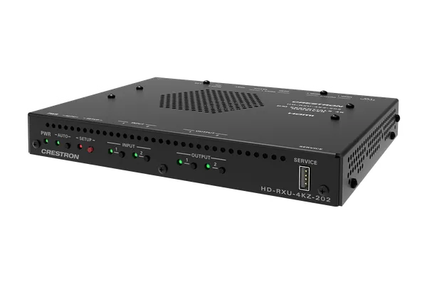 Crestron HD-RXU-4KZ-202 DM Essentials 4K60 4:4:4 Receiver and 2x2 Auto-Switcher for HDMI and USB 2.0 Signal Extension over CATx Cable