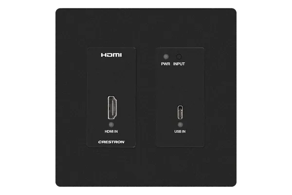 Crestron HD-TX-4KZ-211-2G DM Essentials 4K60 4:4:4 Transmitter and 2x1 Auto-Switcher for HDMI and USB-C DisplayPort Signal Extension over CATx Cable, Wall Plate