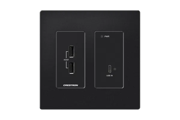 Crestron HD-TXU-4KZ-111-2G DM Essentials 4K60 4:4:4 Transmitter for USB-C DisplayPort and USB 2.0 Signal Extension over CATx Cable, Wall Plate