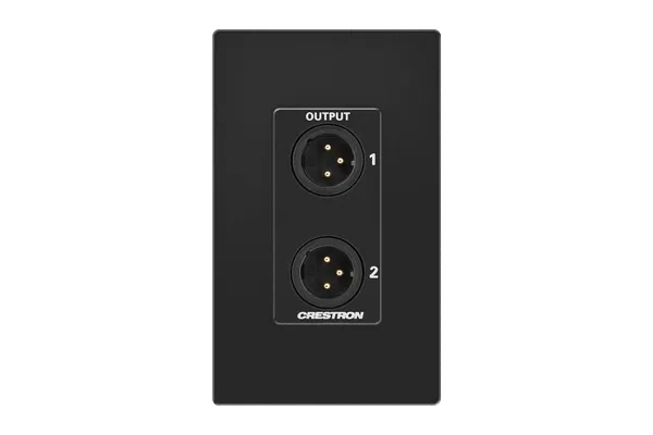 Crestron MP-WP-2XLRO-1G Media Presentation Wall Plate, XLR, Black, 1-Gang