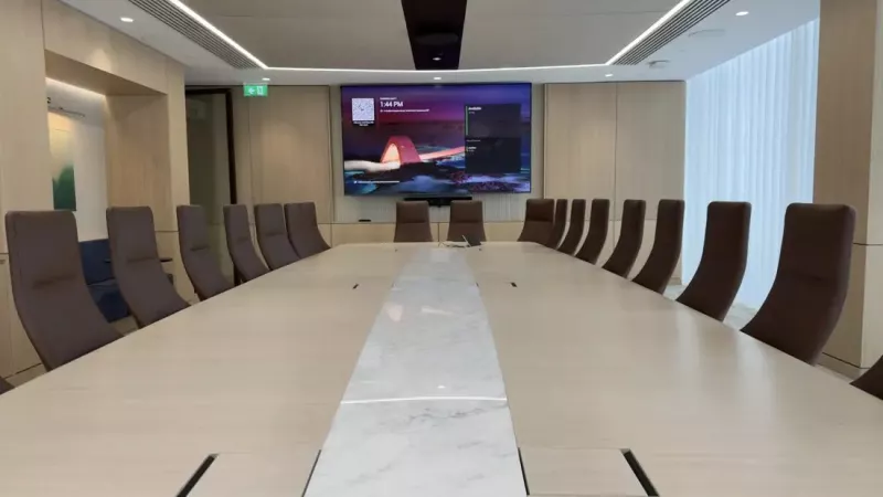 Boardroom with conferencing display in Cork