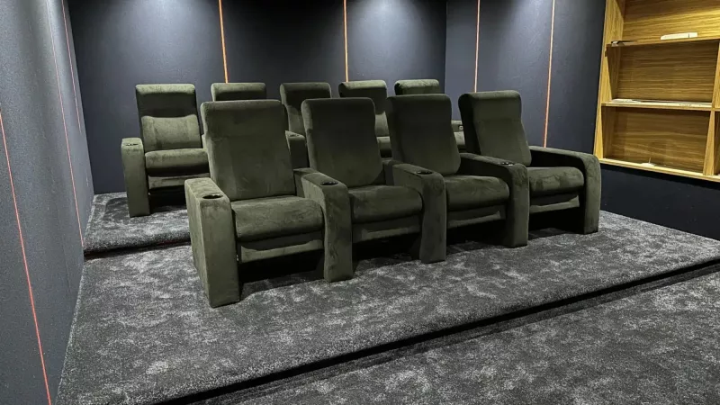 Home cinema recliners in a dedicated cinema room in Blackrock, Cork