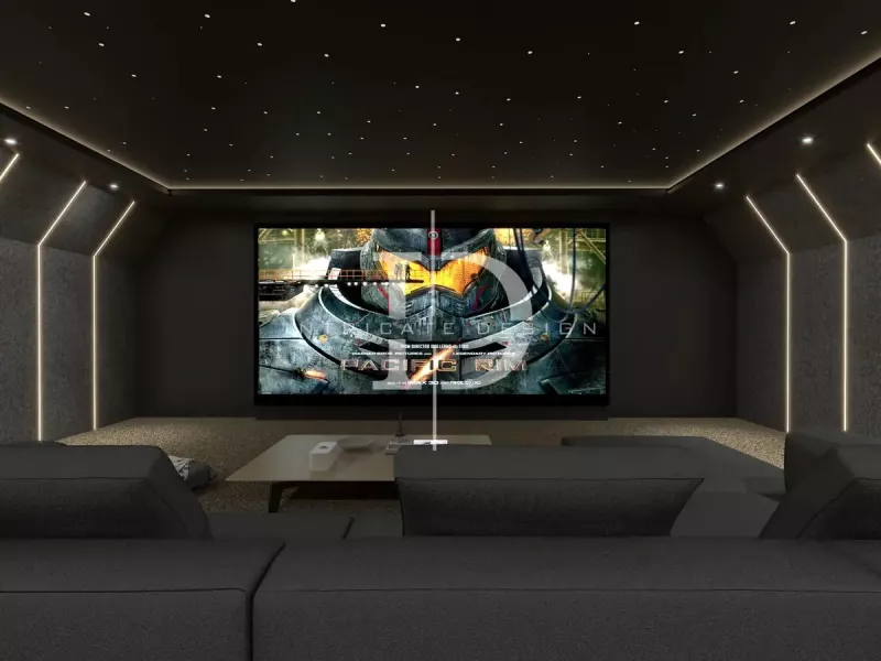 Home cinema with star ceiling and lounge seating in Douglas, Cork