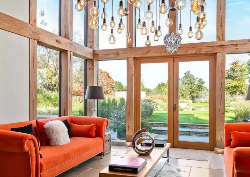Open plan living space with smart lighting in Ranelagh, Dublin