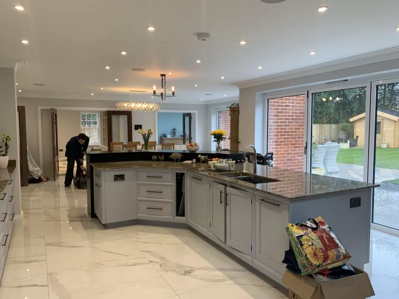 Open plan kitchen and family room