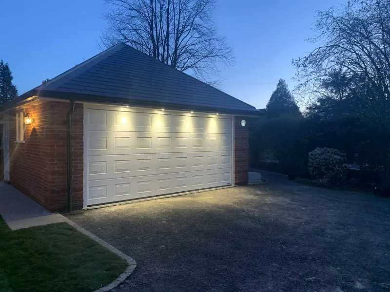 Garage lighting at dusk