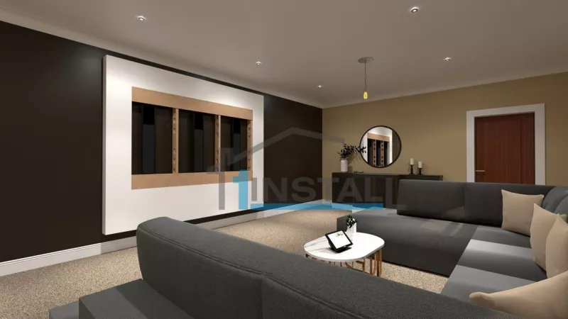 Cinema room with screen and seating