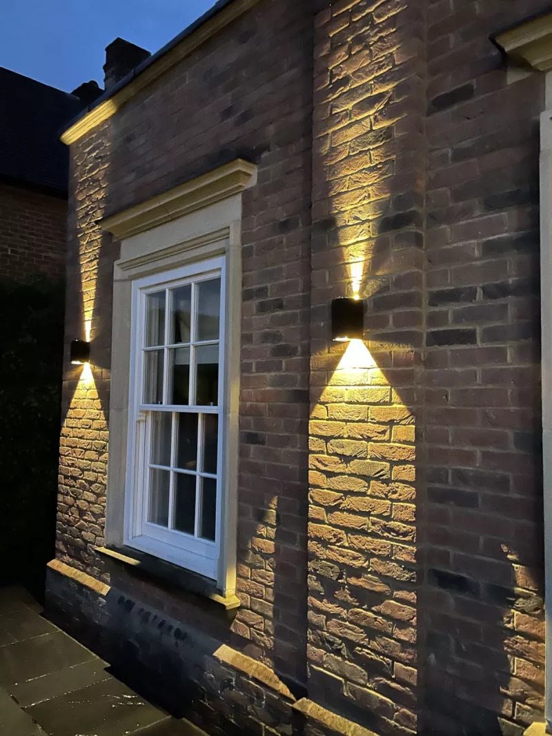 Wall lights on the front of the house