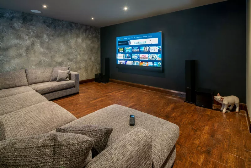Media room with large TV