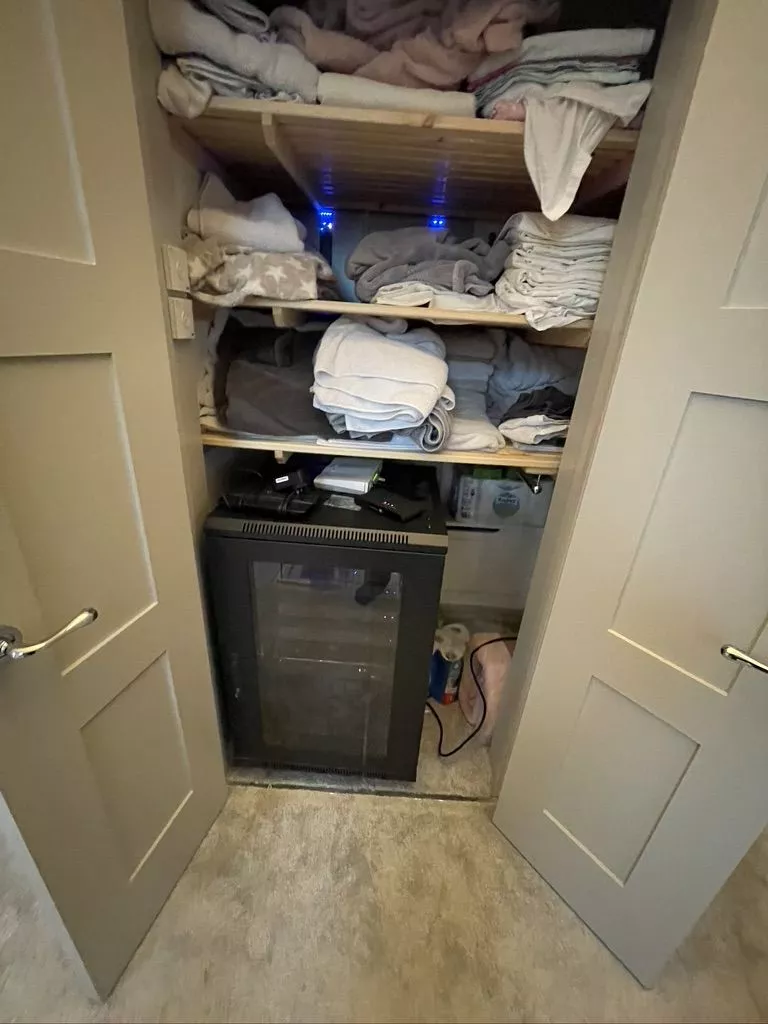 The old equipment in a linen cupboard