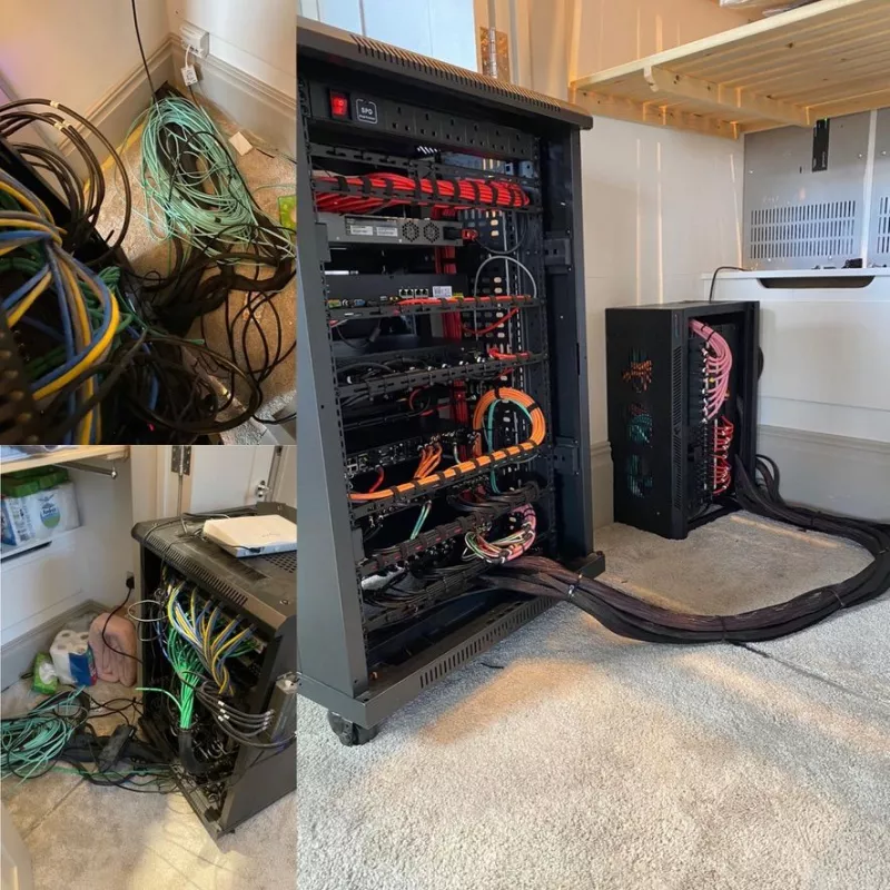 The finished rack and cabling