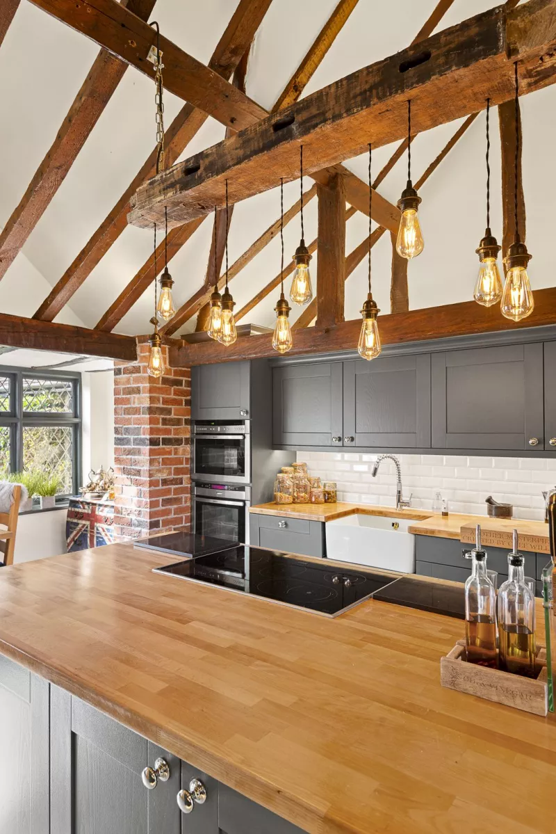 Kitchen and island
