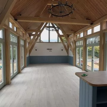 Oak frame and glazing in the finished room
