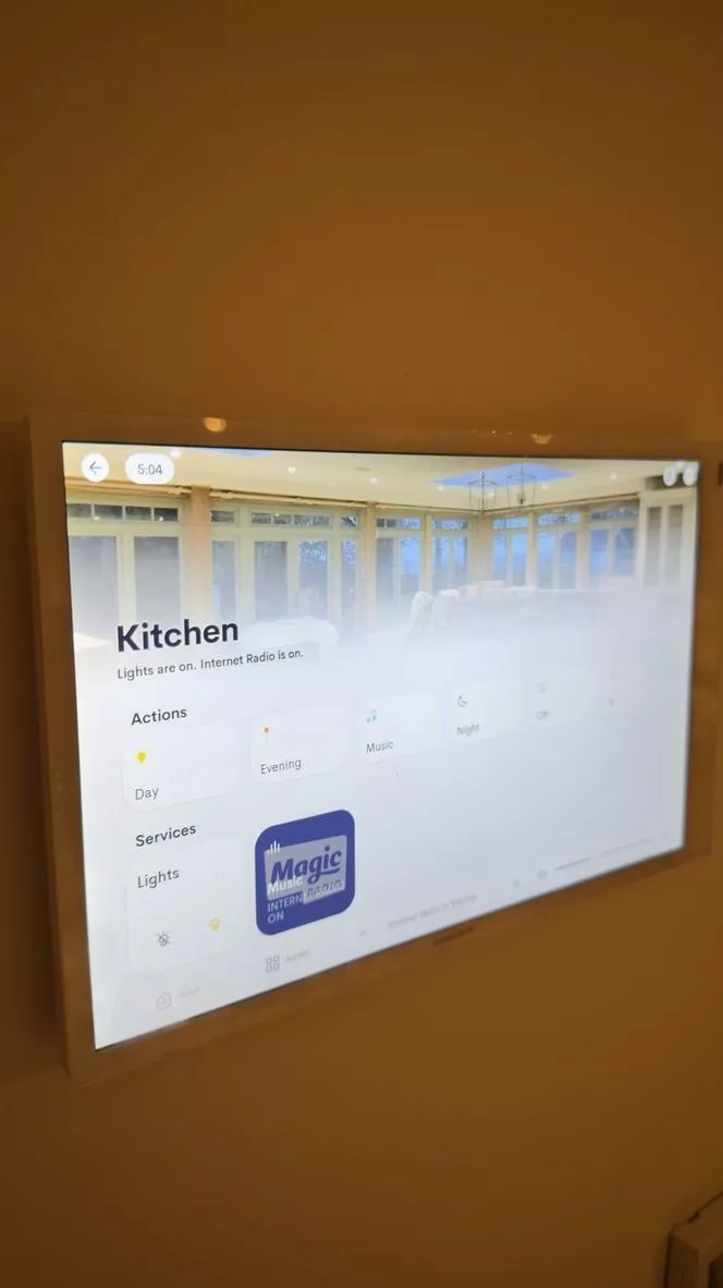 Crestron Home touch screen in the kitchen