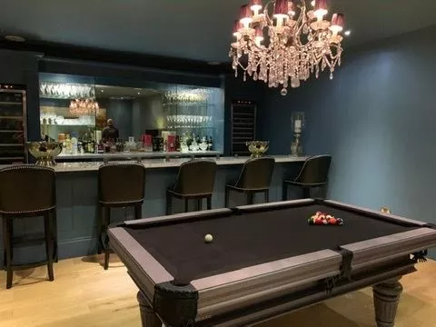 The bar and pool table