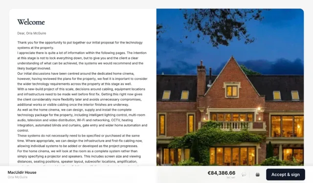 Welcome letter at the start of a proposal