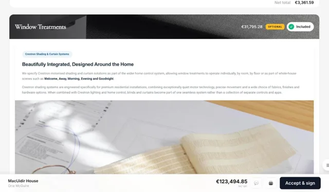 Blinds and curtains included in a proposal