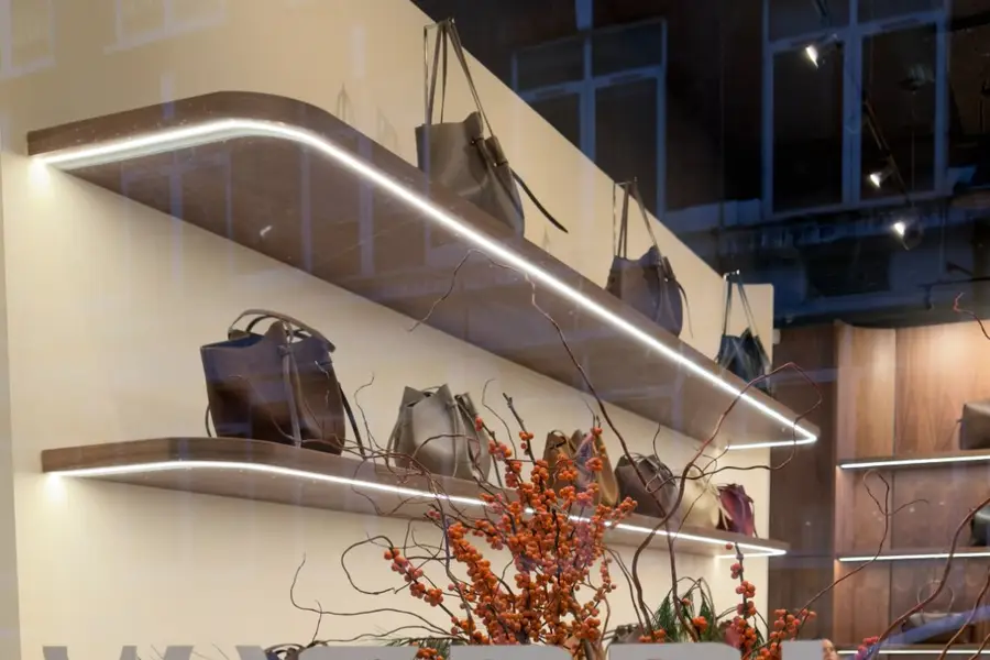 Boutique shop window in Dublin lit by Crestron lighting control